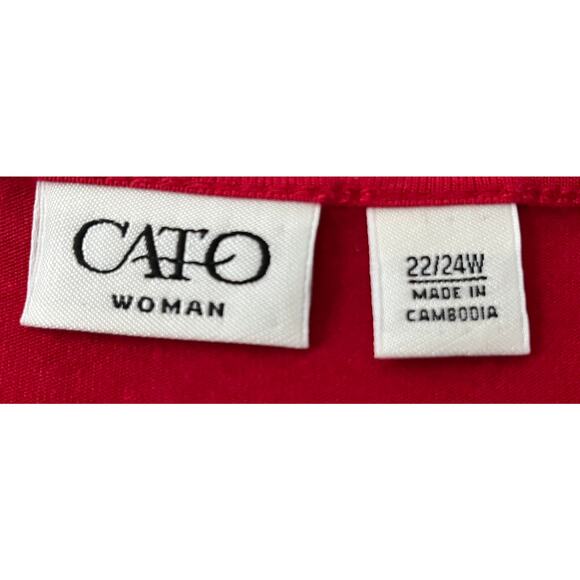 CATO WOMAN SLEEVELESS BLOUSE, WOMENS, 22/24W, RED W/SILVER RHINESTONES - Picture 7 of 9